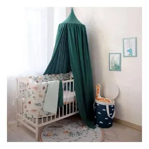 Complete Custom Made Nordic Kid Embroidered Round Pompom Dome Hanging Mosquito Net Play Tent Hanging Bedroom Decor Pompom Decor