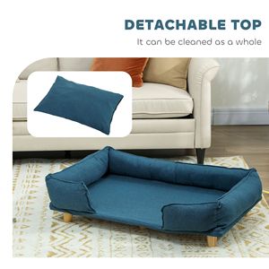 Divano per cani di grandi dimensioni blu scuro con comodo cuscino e gambe in legno di pino per uso interno mobili per animali domestici durevoli - Product Image 5