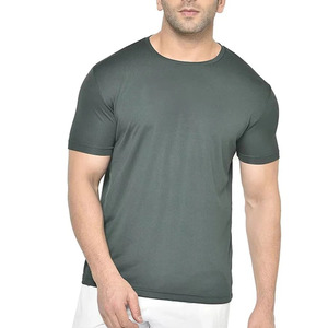 T-shirt décontracté pour homme, gris foncé, à manches raglan et col rond, coupe classique, en jersey tricoté respirant, couleur unie, design vierge - Product Image 5