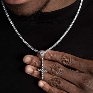 Moissanite <b>Cross</b> Drop Tennis Necklace VVS1 D Color 925 Sterling Silver Christian Hip Hop Jewelry - Product Image 1
