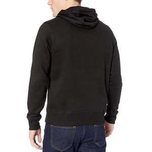 Sweat à capuche unisexe personnalisé en gros, color block, avec empiècement de poitrine coupé-cousu, en molleton noir et gris, 100% coton, style streetwear, écologique - Product Image 4