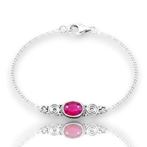 Women's Trendy Classical Boho 925 Sterling Silver <b>Bracelet</b> Oval Cut Ruby Gemstone Handmade Wedding Jewelry Minimalist <b>Bracelet</b> - Product Image 1