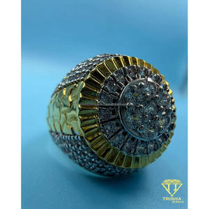 Anillo de Plata 925 Premium con Diamante Cultivado en Laboratorio, Diseño Redondo, Tono Dorado, Joyería de Lujo para Minoristas - Product Image 2