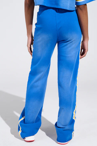Women's Blue <b>Cropped</b> T-Shirt And Jogger Set With <b>Red</b> Star Print Loose Fit Streetwear 2-Piece Sportswear Spring Summer - Product Image 4