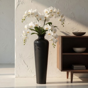 Vase de sol en métal minimaliste sculptural, 62 cm, finition noire mate, vase décoratif de haute qualité pour l'intérieur moderne de la maison - Product Image 6