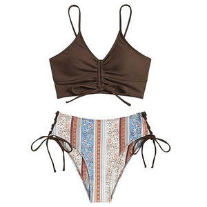 Conjuntos de Bikini Cómodos para Mujer, Nuevo Modelo de Dos Piezas con Cuello Halter y Estampado Paisley, Precio Económico, Ropa de Playa, Venta al Por Mayor - Product Image 4
