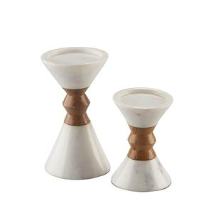 Modern Handcrafted Bamboo Taper Candle Holder Set Fall Home Wedding <b>Table</b> Decor - Product Image 5