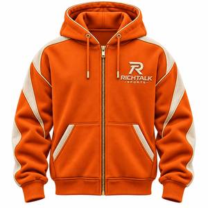 Sweat à capuche zippé pour homme, coupe classique, en molleton sportif, avec logo imprimé par transfert thermique sur le devant - Product Image 1