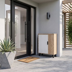 Meuble de rangement autoportant moderne 25_0047, armoire à chaussures 2 portes et 4 niveaux, organisateur d'entrée peu encombrant - Product Image 1