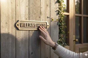 Dollond London Antique Brass Art Deco Rectangle Personalized <b>Door</b> <b>Name</b> <b>Plaque</b> Handmade Embossed Lettering for Home Office Hotel - Product Image 2