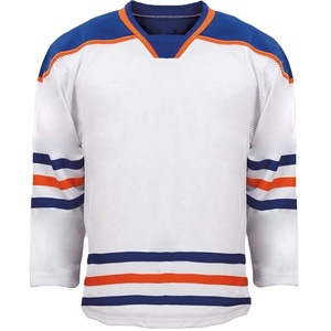 เสื้อเจอร์ซีย์เล่นฮ็อกกี้น้ำแข็งผ้าโพลีเอสเตอร์แบบปรับแต่งได้มีการปักชื่อทีมและหมายเลข - Product Image 1