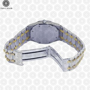 Charm_Jewells Luxury Tonneau Stainless Steel <b>Watch</b> <b>Diamond</b> Encrusted Analog Quartz 42mm Folding Clasp Unisex - Product Image 3