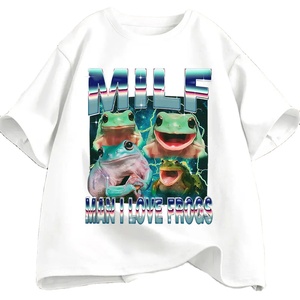 MILF homme j'aime les grenouilles drôle grenouille Meme graphique t-shirt mode Vintage T-shirts hommes femmes coton surdimensionné haut respirant - Product Image 5
