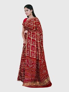Sari Bandhani Hecho a Mano, Sari con Borde Zari, Sari con Pallu Rico, Sari de Seda Suave, Sari de Seda Premium - Product Image 2