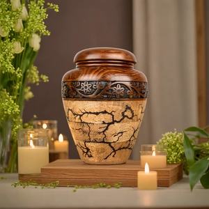 Custom Handmade Round <b>Wooden</b> Memorial Ash Urn with Polished Finish Modern Design for Tabletop Display - Product Image 2