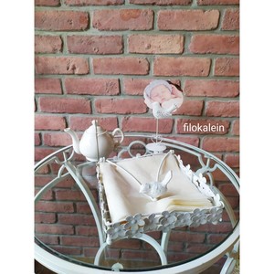 Cute Handmade Paper Napkin Holder With Bird And Flower Design White Metal <b>Stand</b> For Table Decor - Product Image 1