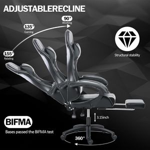 Sedia da Gaming Ergonomica per Adulti con Poggiapiedi e Supporto Lombare in Pelle PU - Product Image 6