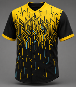 Camiseta de Béisbol Unisex con Cuello en V, Manga Corta, Estampado Geométrico por Transferencia Térmica, 100% Poliéster, Antibacteriana, Logotipo Personalizado, Corte Regular - Product Image 1