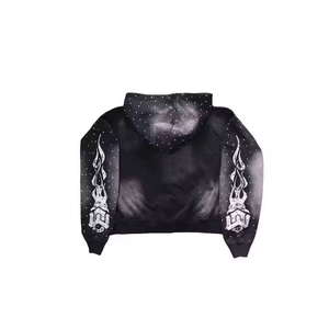 Hot Sales <b>Top</b> Trending Custom Design <b>Distressed</b> High Quality Cotton 320gsm Rhinestone Winter Pullover Hoodie Quick Dry - Product Image 2