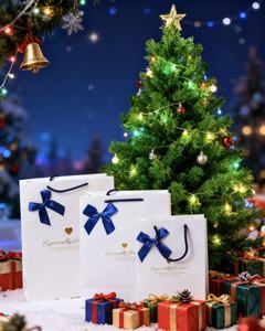 Cá Nhân in ấn cho cửa hàng sang trọng Đồ trang sức quà tặng bao bì giấy kraft Túi mua sắm với Ribbon Tie Bow màn hình - Product Image 2