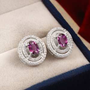Pendientes colgantes de zafiro rosa, plata de ley 925, joyería para mujer, regalo de San Valentín, joyería para propuesta de compromiso - Product Image 1