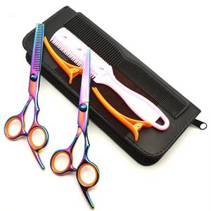 Ensemble de ciseaux de coiffure professionnels avec peigne et pinces pour usage en salon, lame en acier inoxydable, manche long, pour droitiers - Product Image 6