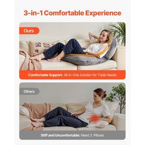 Large Size U-Shaped Soft Velvet Reading & <b>Bed</b> <b>Rest</b> Pillow Washable <b>Back</b> Pillow Comfortable Sitting Position Reusable Product - Product Image 6