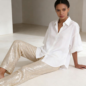 Pantalon tendance à sequins taille mi-haute coupe droite éco-responsable pour femme – Idéal pour les soirées, les clubs et le streetwear – Nouvelle collection - Product Image 4