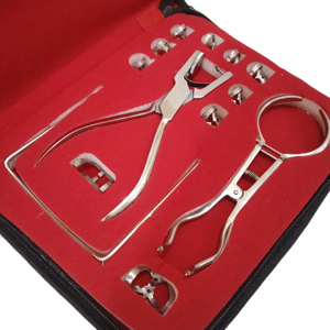 Kit d'isolation dentaire orthodontique professionnel avec caoutchoucs d'isolement, pinces, perforateurs et montures en acier inoxydable - Product Image 3