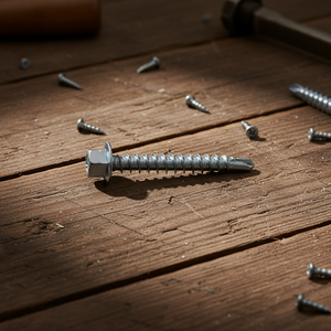 Vis autoperceuses à tête hexagonale avec pointe TEK, classe 4.8 6.8, filetage grossier, en acier au carbone zingué/galvanisé, en pouces - Product Image 1