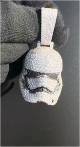 Pendentif Masque Facial Personnalisable en Argent 925 Style Hip Hop avec Moissanite, Plaqué Or 14K et Rhodium, Bijoux Fins pour Fêtes et Cadeaux - Product Image 3