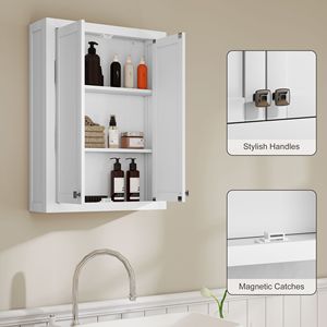 Moderno mobiletto da bagno bianco a 2 ante con 2 ripiani regolabili - Product Image 6