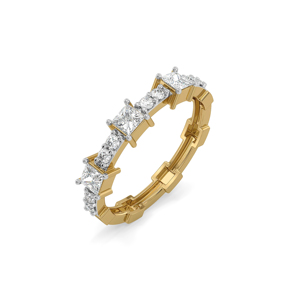 Anillo de Eternidad con Diamantes Corte Princesa en Oro Amarillo con Diseño Geométrico para Mujer, Estilo Clásico - Product Image 3