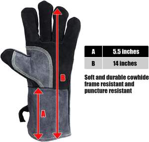 Gants de sécurité multifonctionnels de qualité supérieure pour soudeurs, en cuir de vachette, pour le soudage TIG, avec logo personnalisé, vente en gros - Product Image 3