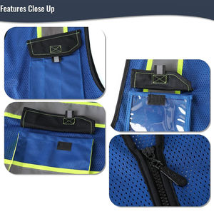 Gilets de sécurité réfléchissants haute visibilité pour hommes et femmes, avec poches, en tissu maillé, pour le travail - Product Image 5
