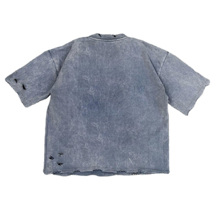 เสื้อยืดโอเวอร์ไซส์สไตล์วินเทจผ้าฝ้าย 100% ล้างสีแบบแอซิดวอช ทรงหลวมไหล่ตก สำหรับผู้ชาย รับผลิตตามสั่งขายส่ง (OEM) - Product Image 6