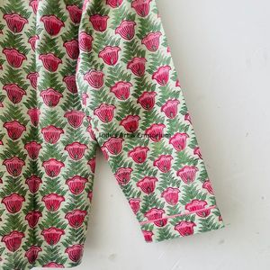 Hand Block Printed Cotton <b>Pyjama</b> Set <b>for</b> Women | Soft Sleepwear Loungewear Long Sleeves Button Fly High Rise Quick Dry Voile - Product Image 5