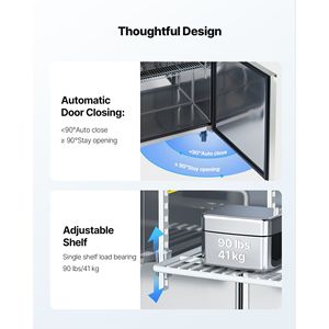 60\" Commercial Kitchen Refrigerator 15.4 Cu. Ft Sandwich Prep Refrigerated <b>Table</b> Mega Top Food Prep <b>Fridge</b> for 16 Pans Cutting - Product Image 6