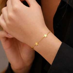 18K Gold Plated Silver Starlight Cross Pearl <b>Bangle</b> <b>Bracelet</b> for Women - Product Image 1