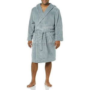 Bata de Baño para Hombre de Forro Polar Suave 100% Algodón, Transpirable, de Secado Rápido, con Cuello Alto, para Uso en Casa, Salón, Hotel, Spa, Ducha, Invierno, Interior, Larga - Product Image 2