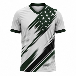 Camiseta de Fútbol Sublimada con la Bandera de EE. UU. Personalizada para Hombre, de Secado Rápido, Absorbe la Humedad, Poliéster, Patriótica, Deportiva, Venta al Por Mayor para Equipos - Product Image 3