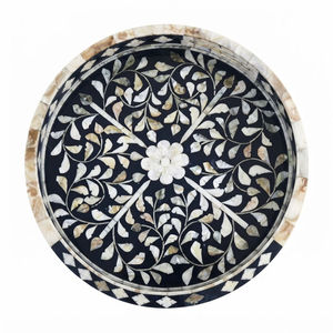 <b>Pink</b> Mother of Pearl Inlay Serving Tray Geometric Mosaic Pattern Decorative Ottoman Coffee Table Tray For <b>Home</b> And Hotel <b>Decor</b> - Product Image 6