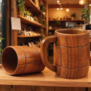 Elegant Natural Wooden Coffee <b>Mug</b>-Eco-Friendly Lightweight Classic Design Customizable Size Custom Packing for Gifting Regular - Product Image 2