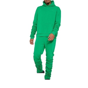 Custom Streetwear Distressed Acid Wash Hoodies Unisex Stacked Flared Sweat <b>Pants</b> Track Suits Zip up Hoodie Tracksuit - Product Image 1