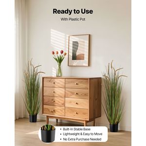 Paquete de 2 plantas de césped artificial de PVC premium de 47 pulgadas, tipo horsetail, en maceta, con arbustos de follaje artificial para uso en interiores y exteriores - Product Image 6