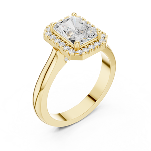Anillo de Compromiso Clásico con Halo, Corte Radiante, Diamante Cultivado en Laboratorio, Oro de 14K, Certificado IGI, VS1 E, para Aniversario o Boda - Product Image 3