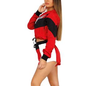 Coupe-vent personnalisé de rue haute avec broderie unie pour femmes de grande taille ensembles courts veste de gymnastique coupe-vent court 2 pièces imperméable - Product Image 4