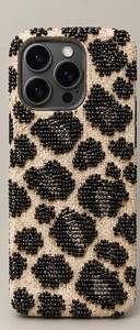 Étui de téléphone à pompons perlés pour Apple iPhones, noir minuit, style bohème - Product Image 1