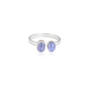 Dual Blue Cat's Eye <b>Adjustable</b> <b>Silver</b> <b>Ring</b> | 925 Sterling <b>Silver</b> - Product Image 1