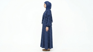 Islamic Muslim Modest Maxi <b>Dress</b> with Hijab and Waist Belt Satin Silk Anti-Wrinkle <b>Loose</b> Fit - Product Image 4